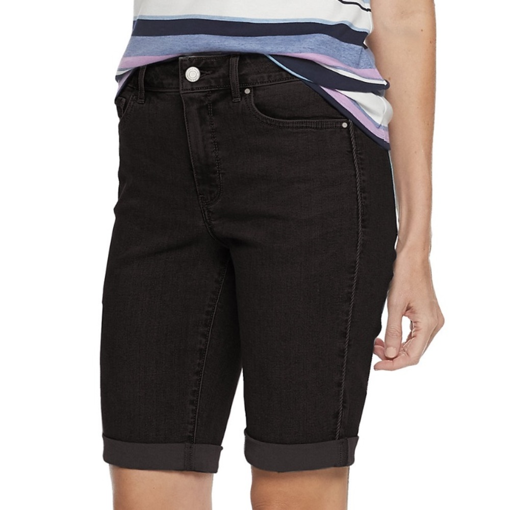 Croft & Barrow Cuffed Denim Bermuda Shorts